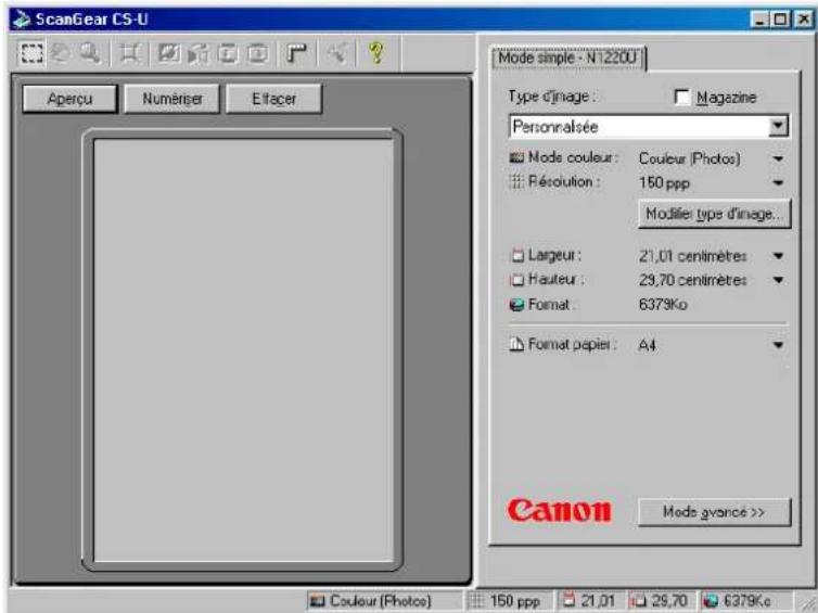 CANON CanoScan N656U - Fenêtre principale en Mode simple - 1