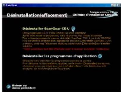 CANON CanoScan N656U - Déinstallation de ScanGear CS-U en utilisant le CD-ROM de l'utilitaire d'installation CanoScan - 3