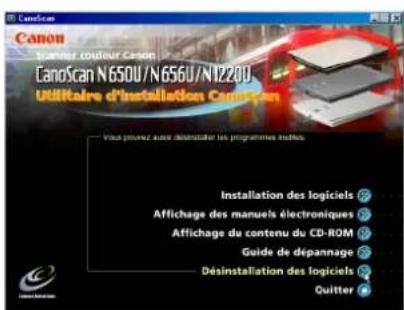 CANON CanoScan N650U - Désinstallation de ScanGear CS-U en utilisant le CD-ROM de l'utilitaire d'installation CanoScan - 2