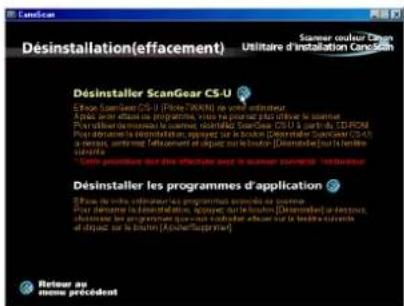 CANON CanoScan N650U - Désinstallation de ScanGear CS-U en utilisant le CD-ROM de l'utilitaire d'installation CanoScan - 3