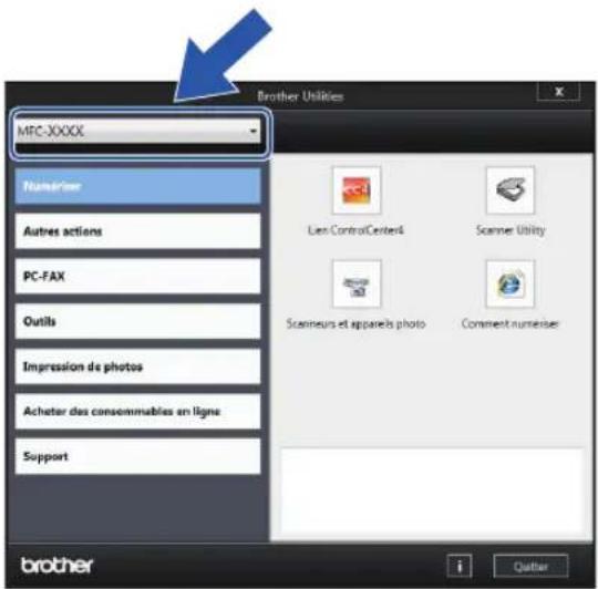Brother Utilities MFC-XXXX Name/Owner Autres actions PC-FAX Outils Impression de photos Acheter des consommables en ligne Support Lien Control Center& Scanner Utility Scanneurs et apparels photo Comment numiser brother