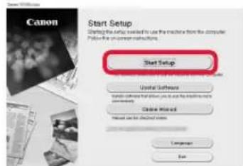 CANON Pixma TS8150 - Fare clc su Avvia impostazione (Start Setup). - 1