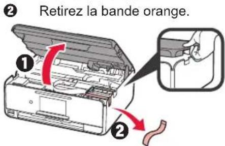 CANON Pixma TS8150 - Retrait des matériaux d'emballage / Mise sous tension de l'imprimante - 2