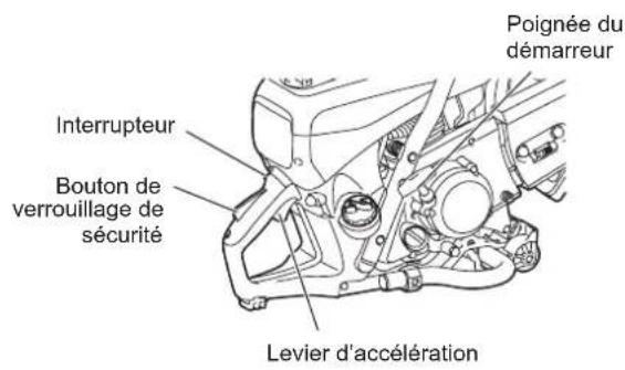Poignée du démarreur Interrupteur Bouton de verrouillage de sécurité Levier d'accélération