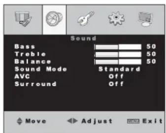 Monacor TFT1900LED - Page 2 du menu : réglages de son - 1