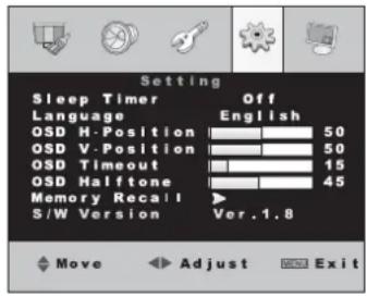 Monacor TFT1900LED - Menu page 4: Basic settings - 1