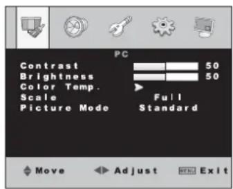 Monacor TFT1900LED - Page 1 du menu : réglages image - 2