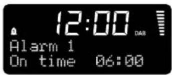 12:00 Alarm 1 On time 06:00