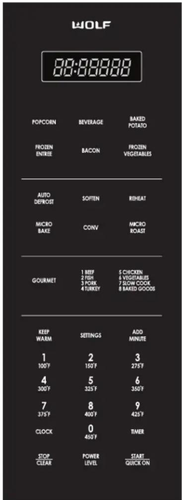 WOLF Convection Microwave Oven - Panel de control - 1