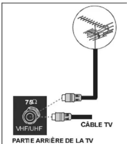 75Ω VHF/UHF PARTIE ARRIÈRE DE LA TV CÂBLE TV