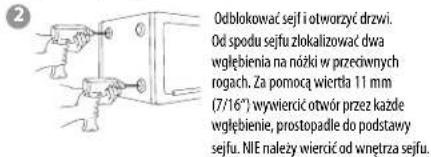 Master Lock LTW123GTC - OSTRZEŻENIE: - NIE należy wiercić od wnętrza sejfu. - NIE kotwić do ścian. - 1