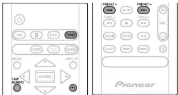 PIONEER XSMC02D - Mémorisation des stations - 1