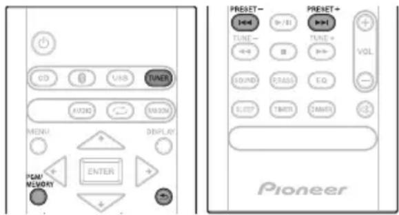 PIONEER XSMC02D - Spara Förinställda stationer - 1