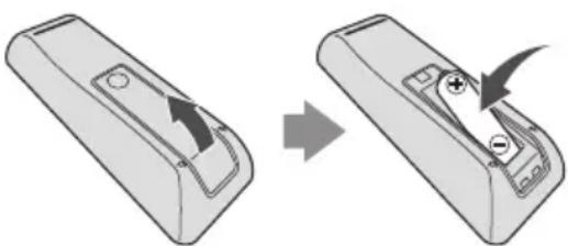 PIONEER XEM26 - Öffnen Sie den Batteriefachdeckel an der Rückseite und legen Sie die Batterie wie unten dargestellt ein. - 1