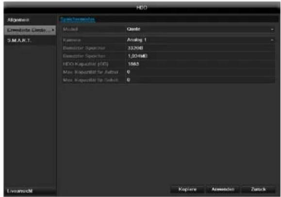ABUS TVVR60021 - Festplatteneinstellungen der Kameras - 1