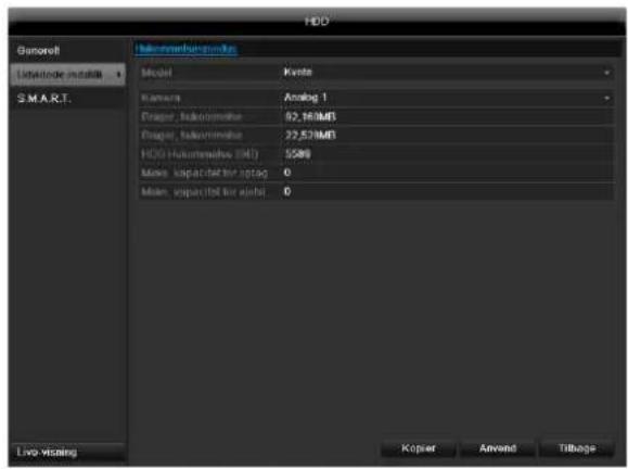 ABUS TVVR60011 - Kameraets harddiskindstillinger - 1