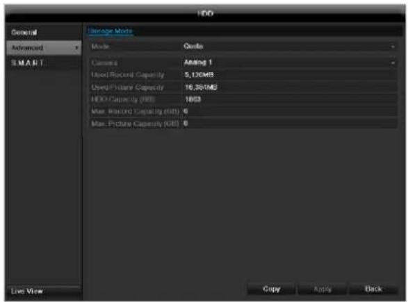 ABUS TVVR60011 - HDD settings of the cameras - 1