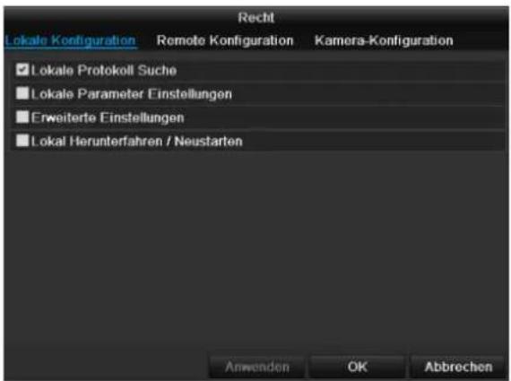 ABUS TVVR41220 - Einstellung der Rechte - 1