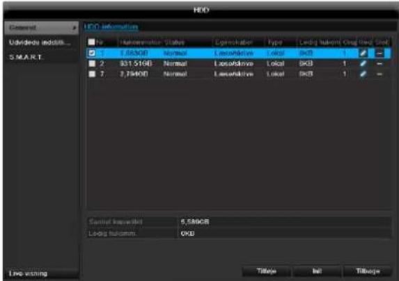 ABUS TVVR41220 - Harddiskforvaltningens parametre - 1