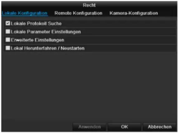 ABUS TVHD80100 - Einstellung der Rechte - 1