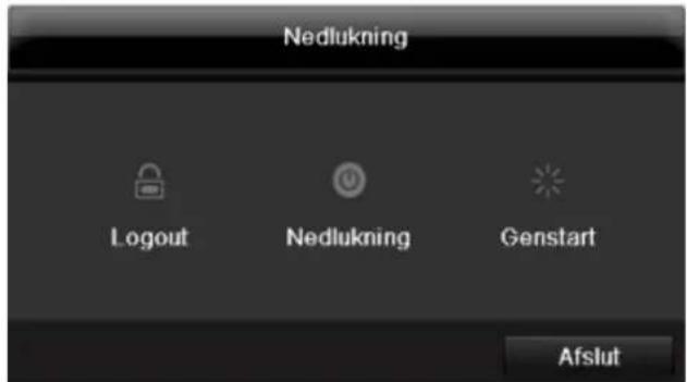 ABUS TVHD80100 - Nedlukning, Logout og genstart af apparatet - 1