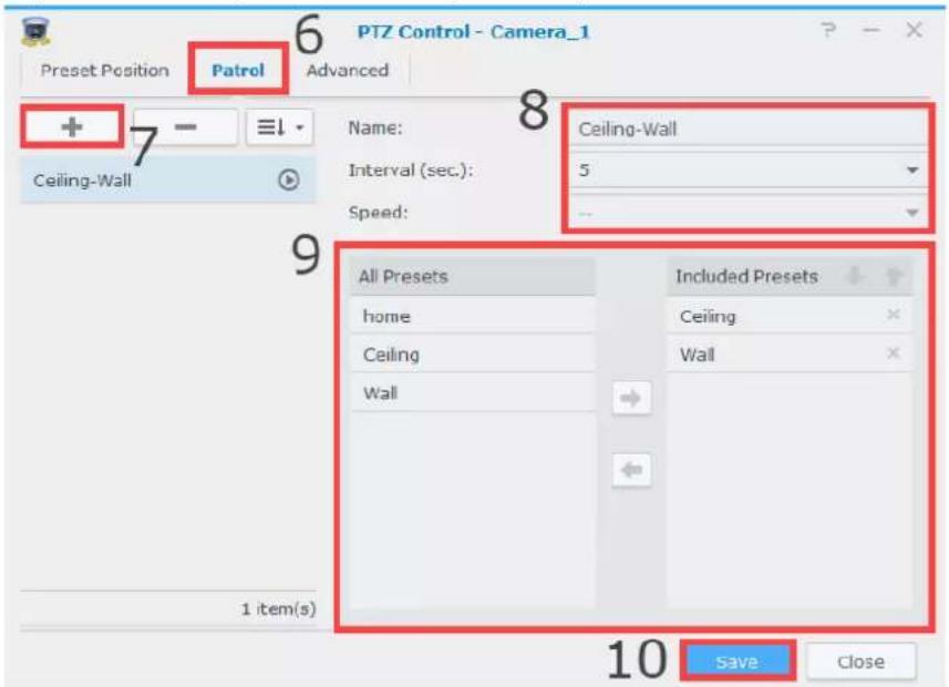 SYNOLOGY NVR216 - Configurer une patrouille planifiée avec des commandes PTZ et une règle d'action - 2