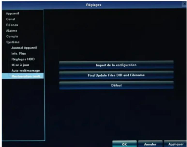MCL IPNVR908 - Importer/exporter la configuration - 2