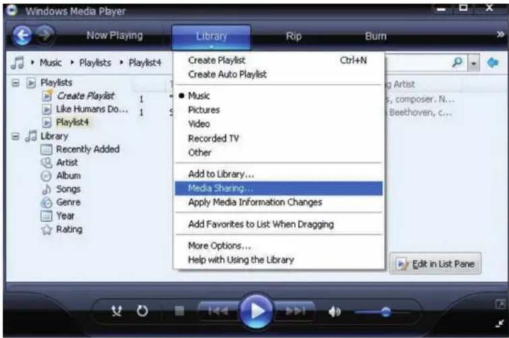 Auna IR130 - Configurer le PC Windows pour que la radio puisse accéder aux fichiers audio par le serveur UPnP : - 1