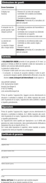 Ciclo CM206 - ISTRUZIONI D'USO - 1