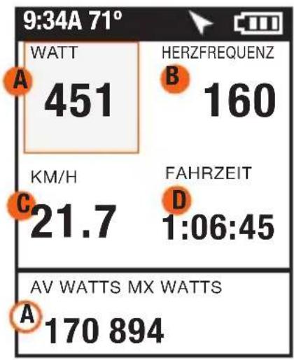 Powertap Joule GPS - Ausgewählte Metrik ANZEIGE 1 ANZEIGE 2 ANZEIGE 3 - 2