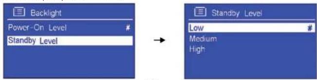 SAILOR Concerto 7 - Impostazione livello di luminosità in standby - 1