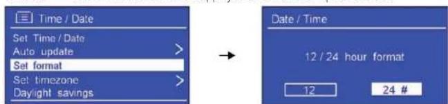 SAILOR Concerto 7 - Réglage du format de l'heure - 1