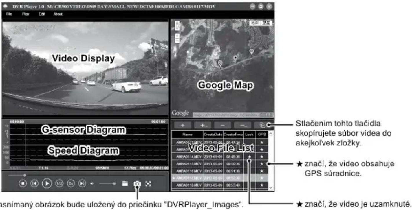 DVR Player L0 M/CRS00 VIDEO:0509 DAY SMALL NEW:DCIM:100MEDIA:AMBA0117.MOV File Play Edit About Video Display Google Map G-sensor Diagram Speed Diagram Video File List Name CreateDate CreateTime Lock GPS AMBAD112.MOV 2013-05-06 06:47:34 AMBAD113.MOV 2013-05-06 06:50:35 AMBAD114.MOV 2013-05-06 06:51:38 AMBAD115.MOV 2013-05-06 06:52:38 AMBAD116.MOV 2013-05-06 06:53:40 ★ značí, že video obsahuje GPS súradnice. ★ značí, že video je uzamknuté. asnímaný obrázok bude uložený do priečinku "DVRPlayer_Images".