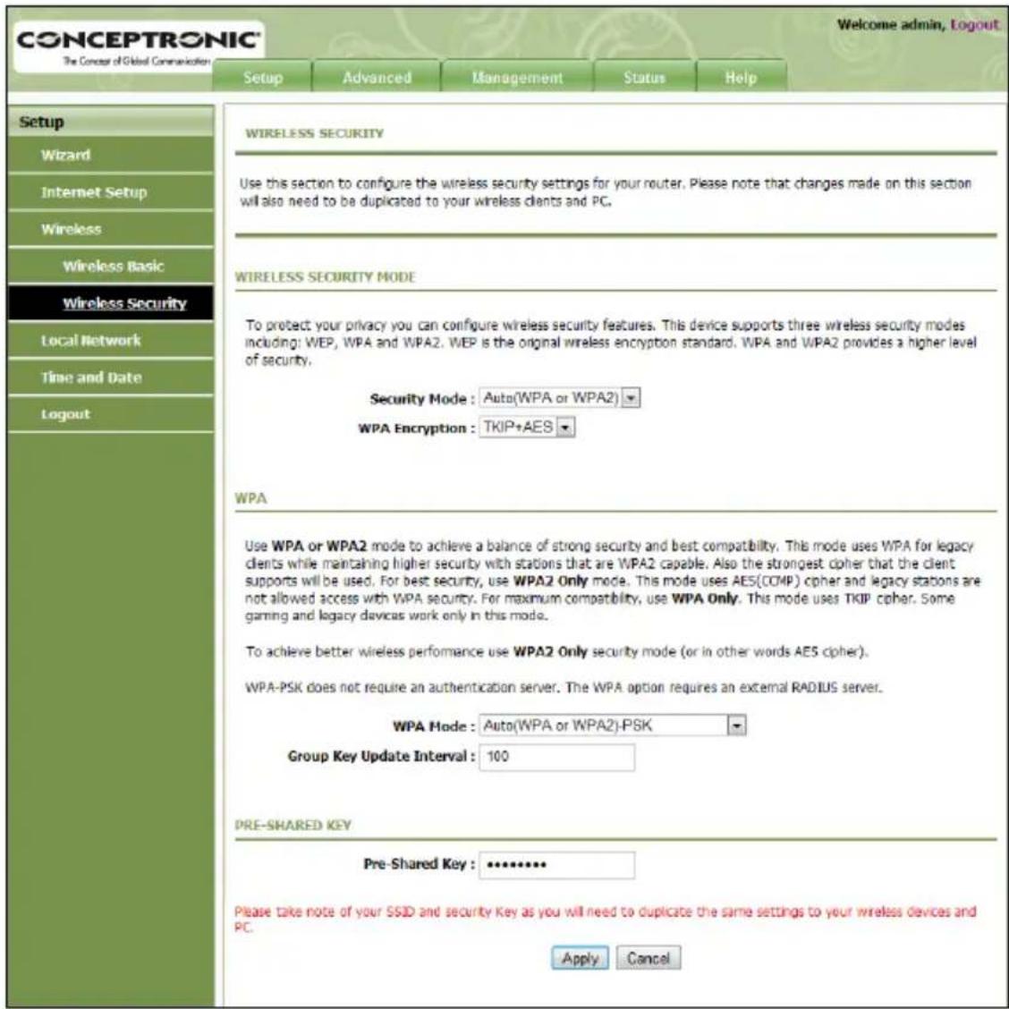 CONCEPTRONIC C150APRA2 - Draadloos network handmatig beveiligigen - 1