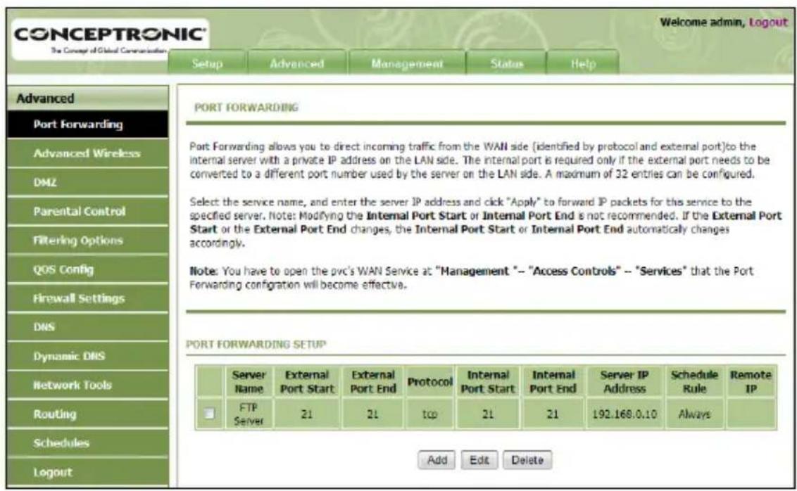 CONCEPTRONIC C150APRA2 - Doorschakelregels voor poorten instellen - 2