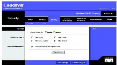 LINKSYS WirelessG WAG54G2 - WAN-Anfragen blockieren - 1