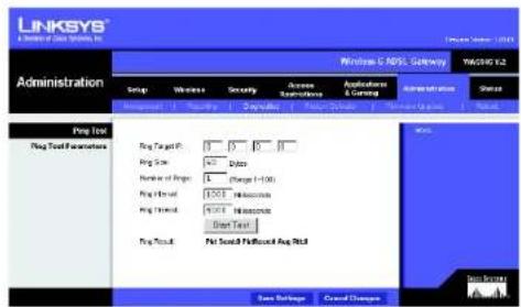 LINKSYS WirelessG WAG54G2 - Ping Test - 1