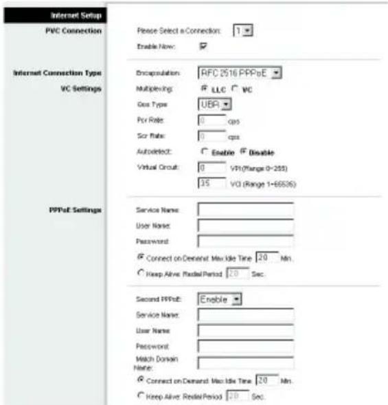 LINKSYS WirelessG WAG54G2 - RFC 2516 PPPoE ellr RFC 2364 PPPoA - 1