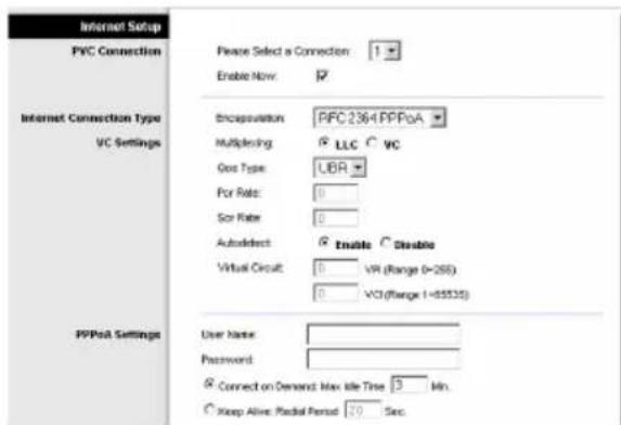 LINKSYS WirelessG WAG54G2 - RFC 2516 PPPoE ou RFC 2364 PPPoA - 2