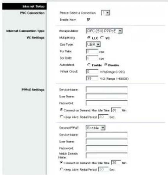 LINKSYS WirelessG WAG54G2 - RFC 2516 PPPoE ou RFC 2364 PPPoA - 1