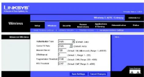 LINKSYS WirelessG WAG54G2 - Advanced Wireless (Paramètres sans fil avances) - 1
