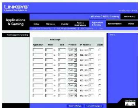 LINKSYS WirelessG WAG54G2 - Port Range Forwarding - 2