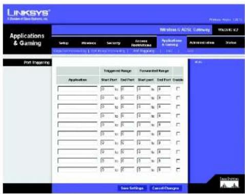 LINKSYS WirelessG WAG54G2 - Port Triggering (Déclenchement de connexion) - 1
