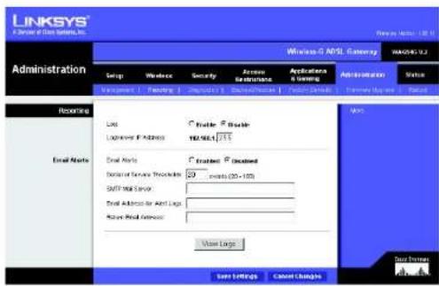 LINKSYS WirelessG WAG54G2 - Email Alerts (Alertes de messagerie électronique) - 1