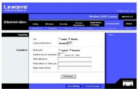LINKSYS WirelessG WAG54G2 - Email Alerts - 1