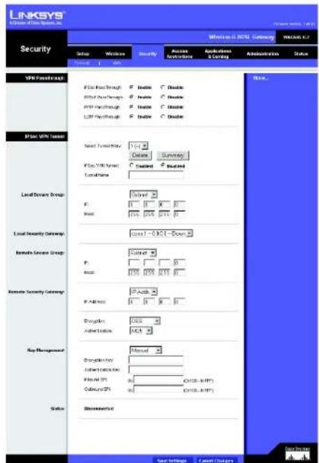 LINKSYS WirelessG WAG54G2 - IPSec VPN-Tunnel - 3