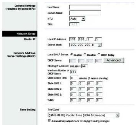 LINKSYS WirelessG WAG54G2 - Network Setup (Configuration réseau) - 1