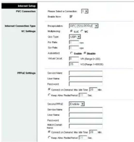 LINKSYS WirelessG WAG54G2 - RFC 2516 PPPoE or RFC 2364 PPPoA - 1