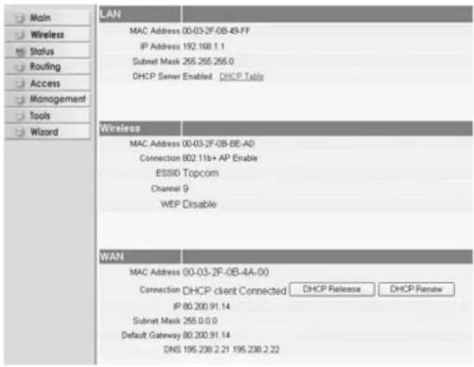 TOPCOM Skyr@cer WBR 354G - ANSLUTNINGSSTATUS - 2