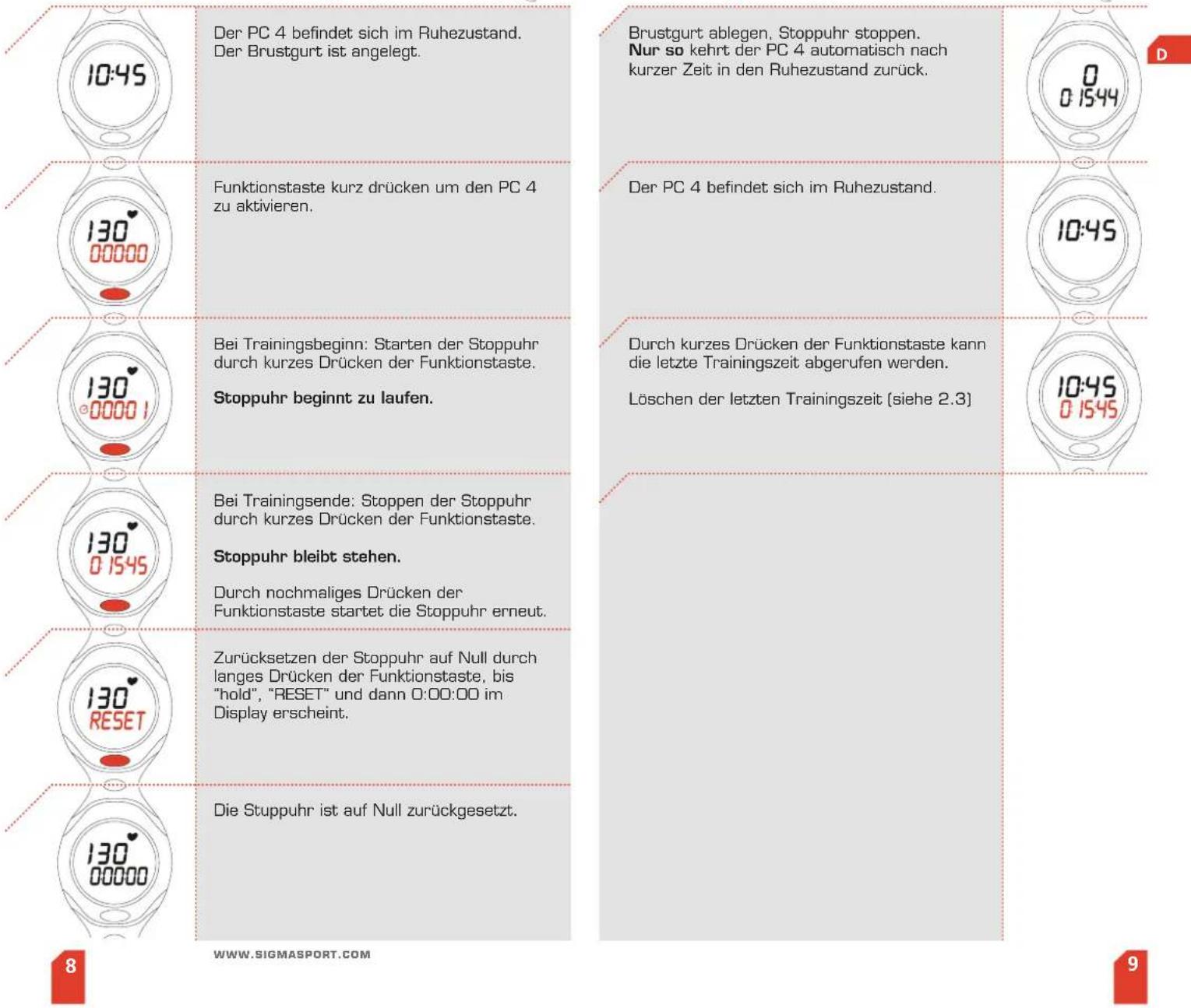 SIGMA PC 4 - Trainingszeit [starten, stoppen, zusücksetzen] 2.4 Beenden des Trainings - 1